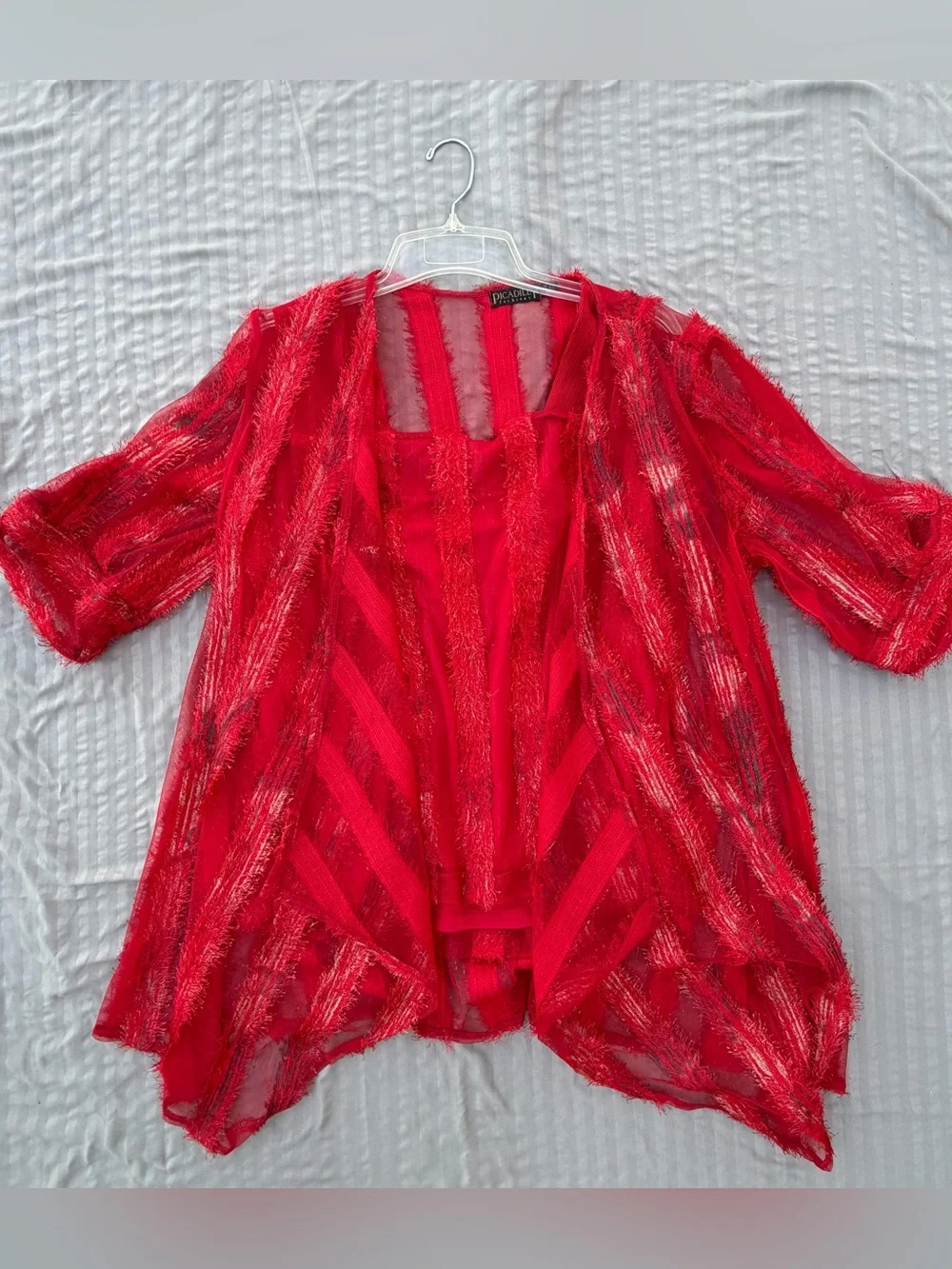 Picca Dilly Red Layered Open-Front Women's Sweater Cardigan
